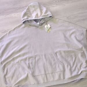 Barefoot Dreams Soft Violet Gray Cotton Poncho OS Hooded Sof Cozy